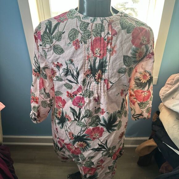 Chico’s pink pintuck colorful 0/4-6 linen lagenlook tunic - Picture 3 of 5